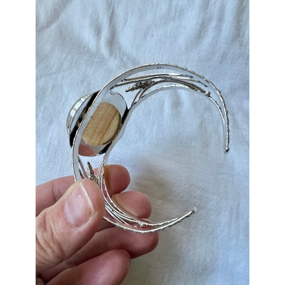 925 Nurturing Peach Calcite Cuff Bracelet - Picture 11 of 12